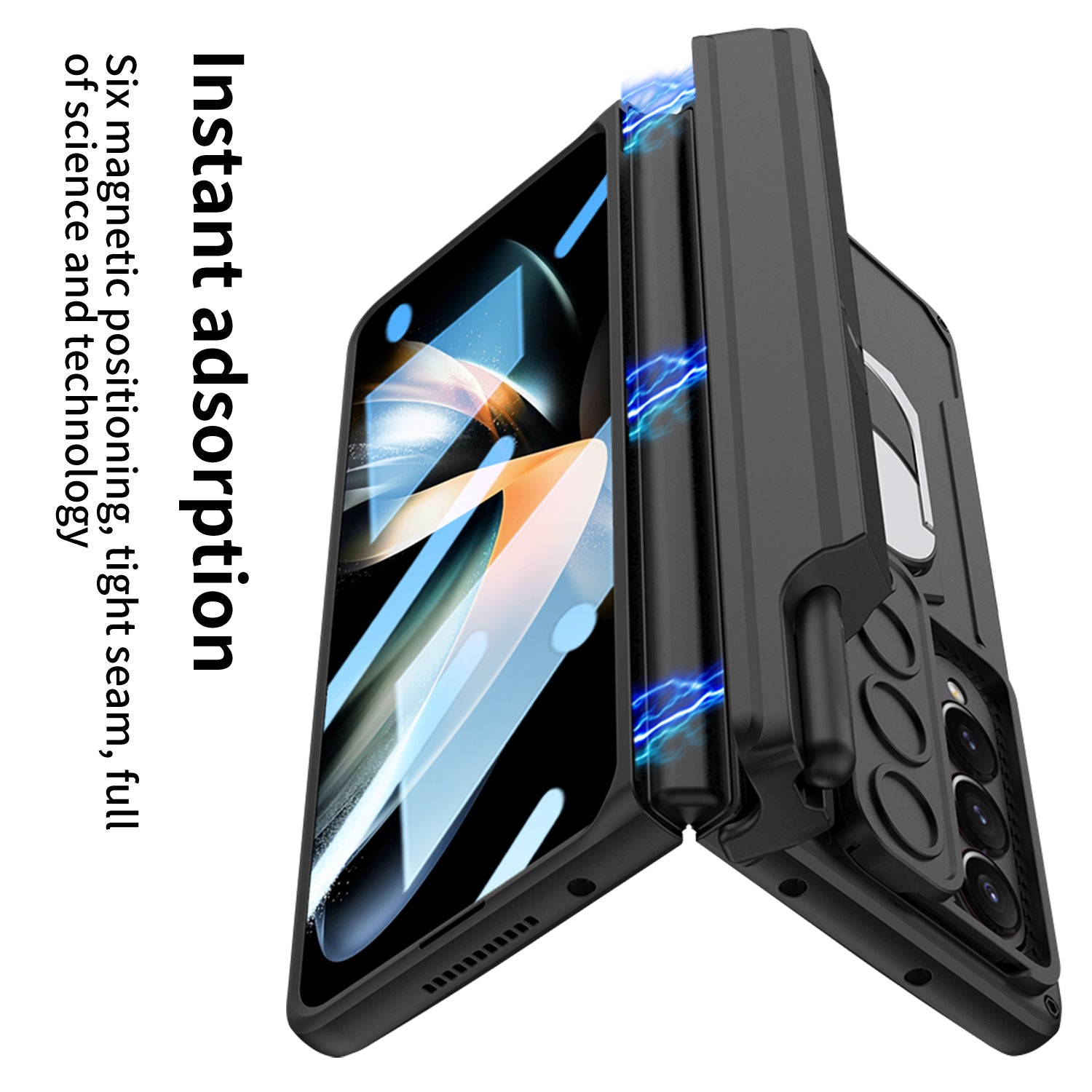 GKK til Samsung Galaxy Z Fold4 5G Hængselbeskyttelse hårdt pc-taske Fingerring Kickstand telefoncover med skydekamera linsecover og hærdet glasfilm GKK til Samsung Galaxy Z Fold4 5G Hængselbeskyttelse hårdt pc-taske Fingerring Kickstand telefoncover med skydekamera linsecover og hærdet glasfilm